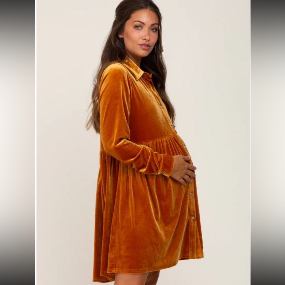 Pinkblush Velvet Long Sleeve Dress - Picture 2 of 8